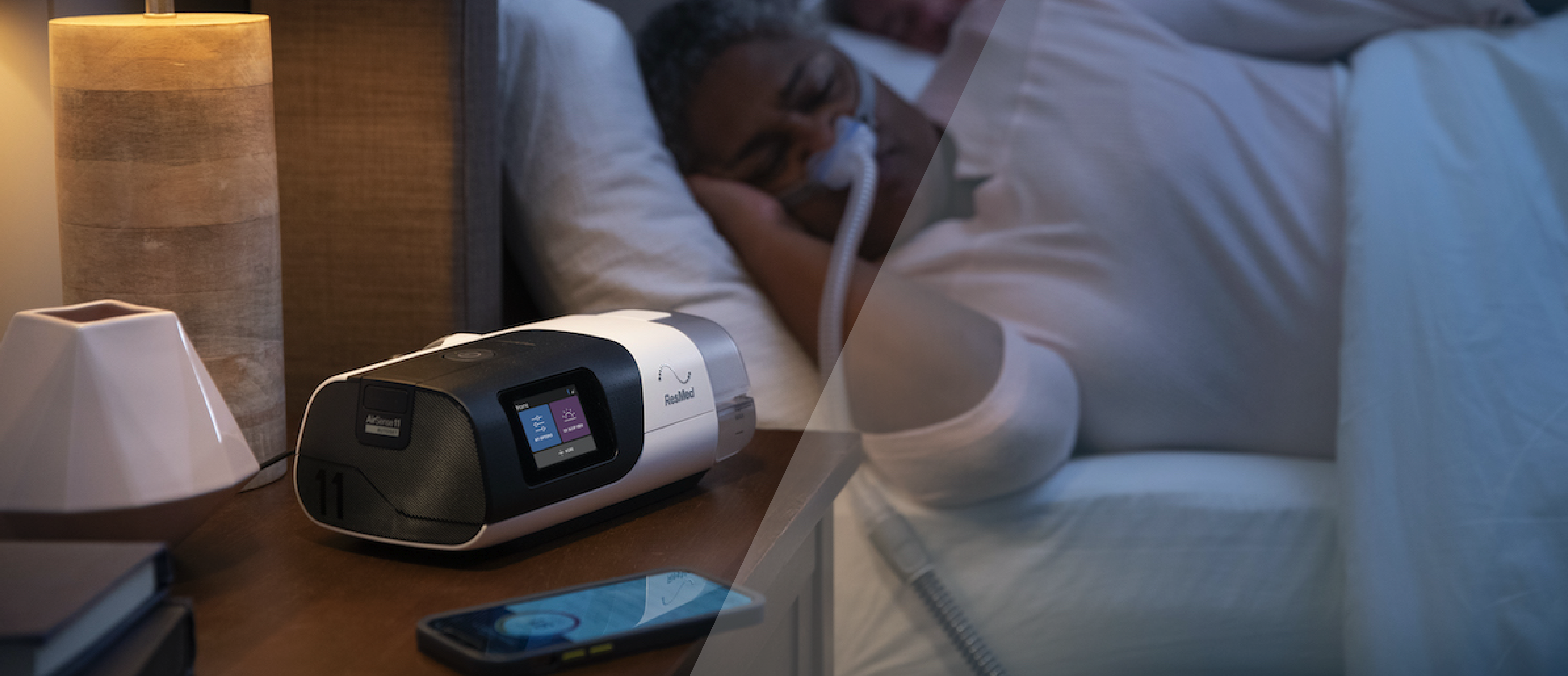 New CPAP user adjusting a therapy device during the first 30 days